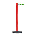 Retractable Belt Barrier Stanchion, Red Post, Cast Iron Base, 13 Ft. Belt - Montour Line MSI630