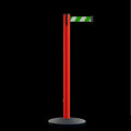 Retractable Belt Barrier Stanchion, Orange Post, Cast Iron Base, 7.5 Ft. Belt - Montour Line MI630