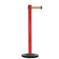 Retractable Belt Barrier Stanchion, Red Post, Cast Iron Base, 13 Ft. Belt - Montour Line MSI630