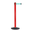 Retractable Belt Barrier Stanchion, Red Post, Cast Iron Base, 13 Ft. Belt - Montour Line MSI630