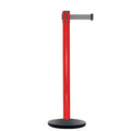 Retractable Belt Barrier Stanchion, Red Post, Cast Iron Base, 13 Ft. Belt - Montour Line MSI630