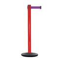 Retractable Belt Barrier Stanchion, Red Post, Cast Iron Base, 13 Ft. Belt - Montour Line MSI630