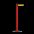 Safety Retractable Belt Barrier Stanchion, Red Post with Heavy Duty Cast Iron Base, 16 ft Belt – Montour Line MSI650