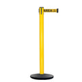 Retractable Belt Barrier Stanchion, Yellow Post, Cast Iron Base, 13 Ft. Belt - Montour Line MSI630