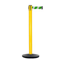 Retractable Belt Barrier Stanchion, Yellow Post, Cast Iron Base, 13 Ft. Belt - Montour Line MSI630