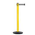 Retractable Belt Barrier Stanchion, Yellow Post, Cast Iron Base, 13 Ft. Belt - Montour Line MSI630