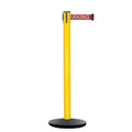 Retractable Belt Barrier Stanchion, Yellow Post, Cast Iron Base, 13 Ft. Belt - Montour Line MSI630