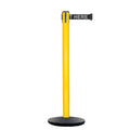 Retractable Belt Barrier Stanchion, Yellow Post, Cast Iron Base, 13 Ft. Belt - Montour Line MSI630