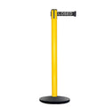 Retractable Belt Barrier Stanchion, Yellow Post, Cast Iron Base, 13 Ft. Belt - Montour Line MSI630