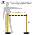 Safety Retractable Belt Barrier Stanchion, Heavy Duty Cast Iron Base, 16 ft Belt – Montour Line MSI650