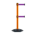 Retractable Dual Belt Barrier Stanchion, Heavy-Duty Rubber Base, 13 ft Belt - Montour Line MSR630D