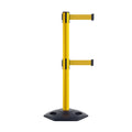 Retractable Dual Belt Barrier Stanchion, Heavy-Duty Rubber Base, 11 ft Belt - Montour Line MSR630D
