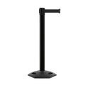 Retractable Belt Barrier Stanchion, Heavy-Duty Rubber Base, 16 ft Belt - Montour Line MSR650