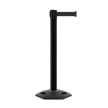 Retractable Belt Barrier Stanchion, Heavy-Duty Rubber Base, 14 ft Belt - Montour Line MSR650