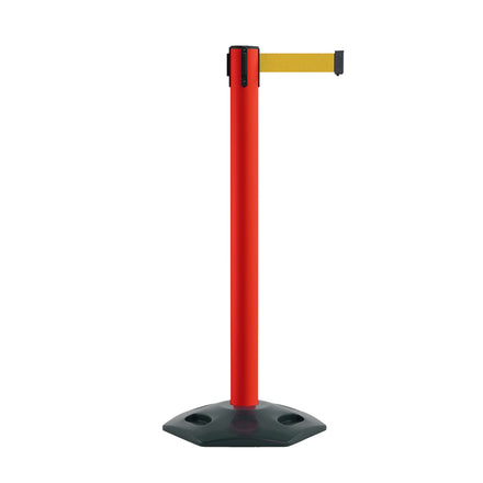 Retractable Belt Barrier Stanchion, Heavy-Duty Rubber Base, 14 ft Belt - Montour Line MSR650