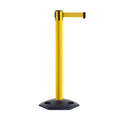 Retractable Belt Barrier Stanchion, Heavy-Duty Rubber Base, 14 ft Belt - Montour Line MSR650