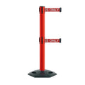 Retractable Dual Belt Barrier Stanchion, Heavy-Duty Rubber Base, 14 ft Belt - Montour Line MSR650D