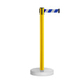 Retractable Belt Barrier Stanchion, Water Fillable Base, Yellow PVC Plastic Post, 9 Ft Belt - Montour Line MSH630