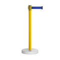 Retractable Belt Barrier Stanchion, Water Fillable Base, Yellow PVC Plastic Post, 13 Ft  Belt - Montour Line MSH630