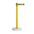 Retractable Belt Barrier Stanchion, Water Fillable Base, Yellow PVC Plastic Post, 11 Ft  Belt - Montour Line MSH630