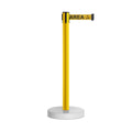 Retractable Belt Barrier Stanchion, Water Fillable Base, Yellow PVC Plastic Post, 9 Ft Belt - Montour Line MSH630