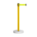Retractable Belt Barrier Stanchion, Water Fillable Base, Yellow PVC Plastic Post, 9 Ft Belt - Montour Line MSH630