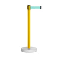 Retractable Belt Barrier Stanchion, Water Fillable Base, Yellow PVC Plastic Post, 11 Ft  Belt - Montour Line MSH630