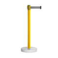 Retractable Belt Barrier Stanchion, Water Fillable Base, Yellow PVC Plastic Post, 11 Ft  Belt - Montour Line MSH630