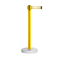 Retractable Belt Barrier Stanchion, Water Fillable Base, Yellow PVC Plastic Post, 11 Ft  Belt - Montour Line MSH630