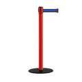 Safety Retractable Belt Barrier Stanchion, Low Profile Steel Base, Red Post, 11  Ft. Belt - Montour Line MSX630