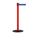 Safety Retractable Belt Barrier Stanchion, Low Profile Steel Base, Red Post, 11  Ft. Belt - Montour Line MSX630