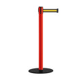 Safety Retractable Belt Barrier Stanchion, Low Profile Steel Base, Red Post, 11  Ft. Belt - Montour Line MSX630