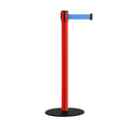 Safety Retractable Belt Barrier Stanchion, Low Profile Steel Base, Red Post, 11  Ft. Belt - Montour Line MSX630