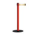 Safety Retractable Belt Barrier Stanchion, Low Profile Steel Base, Red Post, 11  Ft. Belt - Montour Line MSX630
