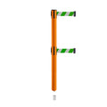 Retractable Dual Belt Barrier Stanchion, Mini Socket Base, Orange Post, 11 ft Belt - Montour Line MSX630DSK