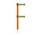 Retractable Dual Belt Barrier Stanchion, Mini Socket Base, Orange Post, 13 ft Belt - Montour Line MSX630DSK