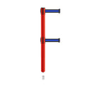 Retractable Dual Belt Barrier Stanchion, Mini Socket Base, Red Post, 11 ft Belt - Montour Line MSX630DSK
