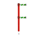 Retractable Dual Belt Barrier Stanchion, Mini Socket Base, Red Post, 11 ft Belt - Montour Line MSX630DSK