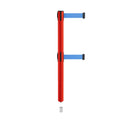 Retractable Dual Belt Barrier Stanchion, Mini Socket Base, Red Post, 11 ft Belt - Montour Line MSX630DSK