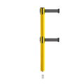 Retractable Dual Belt Barrier Stanchion, Mini Socket Base, Yellow Post, 13 ft Belt - Montour Line MSX630DSK