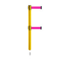 Retractable Dual Belt Barrier Stanchion, Mini Socket Base, Yellow Post, 13 ft Belt - Montour Line MSX630DSK