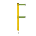 Retractable Dual Belt Barrier Stanchion, Mini Socket Base, Yellow Post, 13 ft Belt - Montour Line MSX630DSK