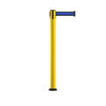 Retractable Belt Barrier Safety Stanchion, Fixed Base, Yellow Post, 7.5 Ft. Belt - Montour Line MSX630F