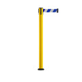 Retractable Belt Barrier Safety Stanchion, Fixed Base, Yellow Post, 9 Ft. Belt - Montour Line MSX630F