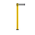 Retractable Belt Barrier Safety Stanchion, Fixed Base, Yellow Post, 7.5 Ft. Belt - Montour Line MSX630F