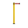 Retractable Belt Barrier Safety Stanchion, Fixed Base, Yellow Post, 7.5 Ft. Belt - Montour Line MSX630F