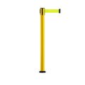 Retractable Belt Barrier Safety Stanchion, Fixed Base, Yellow Post, 7.5 Ft. Belt - Montour Line MSX630F