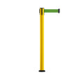 Retractable Belt Barrier Safety Stanchion, Fixed Base, Yellow Post, 9 Ft. Belt - Montour Line MSX630F