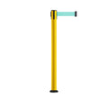 Retractable Belt Barrier Safety Stanchion, Fixed Base, Yellow Post, 9 Ft. Belt - Montour Line MSX630F