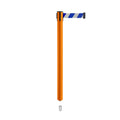 Retractable Belt Barrier Stanchion, Mini Socket Base, Orange Post, 9 ft Belt - Montour Line MSX630SK